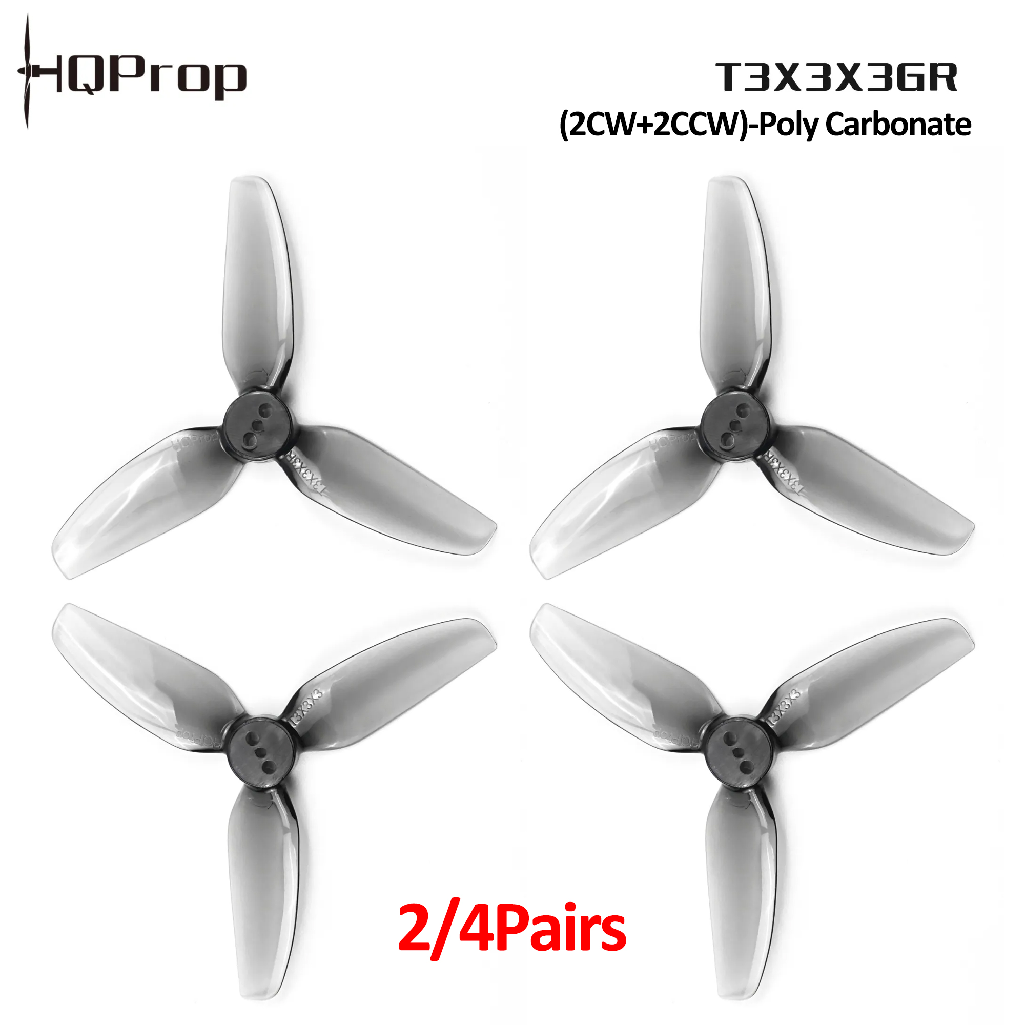 Drone Racing Motor - 2/4 paires d'hélices HQProp T3X3X3GR, hélice